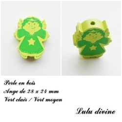 Perle en bois de 28 x 24 mm, Perle plate Ange