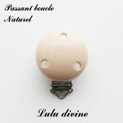 Pince / Clip en bois, attache tétine, passant uni 35 mm