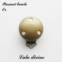 Pince / Clip en bois, attache tétine, passant uni 35 mm