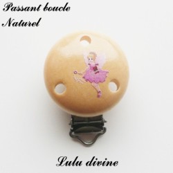 Pince / Clip en bois, attache tétine, passant, Fée