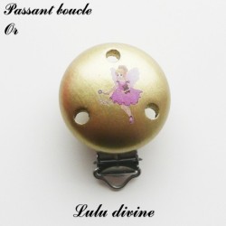 Pince / Clip en bois, attache tétine, passant, Fée