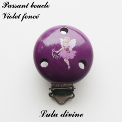 Pince / Clip en bois, attache tétine, passant, Fée