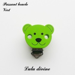 Pince / Clip en bois, attache tétine, passant, Ouson