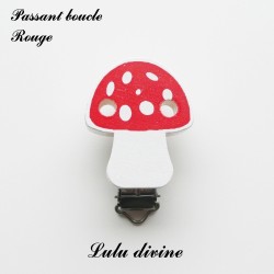 Pince / Clip en bois, attache tétine, passant, Champignon 2