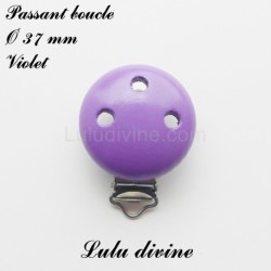 Pince / Clip en bois, attache tétine, passant uni 37 mm