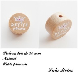 Perle en bois de 20 mm, Perle en bois, Petite princesse