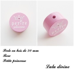 Perle en bois de 20 mm, Perle en bois, Petite princesse