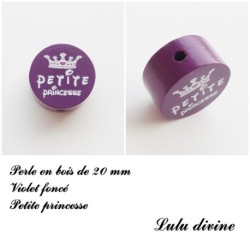 Perle en bois de 20 mm, Perle en bois, Petite princesse