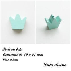 Perle en bois de 19 x 17 mm, Perle plate couronne 