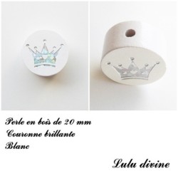 Perle en bois Couronne argentée