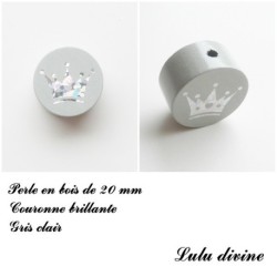 Perle en bois Couronne argentée