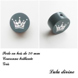 Perle en bois Couronne argentée