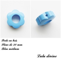 Perle bois Fleur 30 mm avec trous
