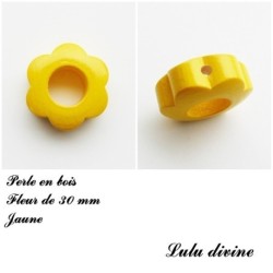 Perle bois Fleur 30 mm avec trous