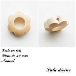 Perle bois Fleur 30 mm avec trous