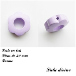 Perle bois Fleur 30 mm avec trous