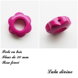 Perle bois Fleur 30 mm avec trous
