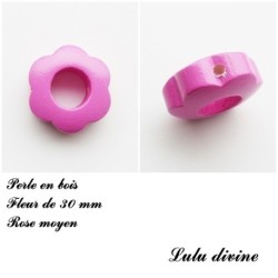 Perle bois Fleur 30 mm avec trous