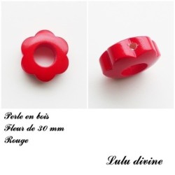 Perle bois Fleur 30 mm avec trous