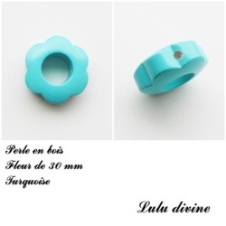 Perle bois Fleur 30 mm avec trous