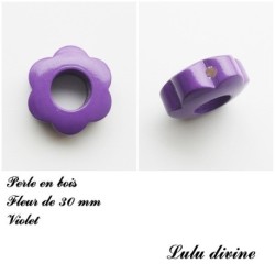 Perle bois Fleur 30 mm avec trous