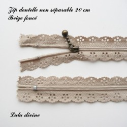 Zip non séparable en dentelle de 20 cm
