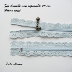 Zip non séparable en dentelle de 20 cm