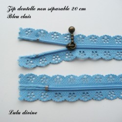 Zip non séparable en dentelle de 20 cm
