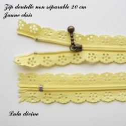 Zip non séparable en dentelle de 20 cm
