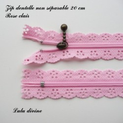 Zip non séparable en dentelle de 20 cm