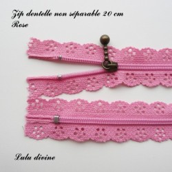 Zip non séparable en dentelle de 20 cm