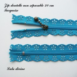 Zip non séparable en dentelle de 20 cm