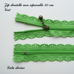 Zip non séparable en dentelle de 20 cm