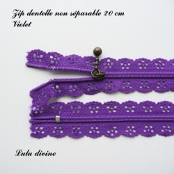 Zip non séparable en dentelle de 20 cm