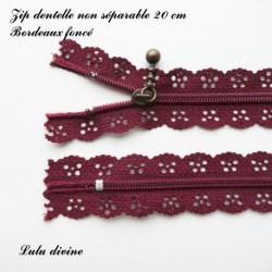 Zip non séparable en dentelle de 20 cm