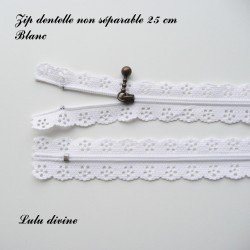 Zip non séparable en dentelle de 25 cm 2