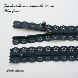 Zip non séparable en dentelle de 25 cm
