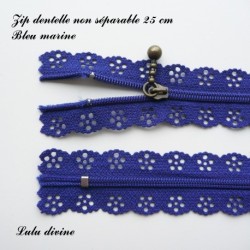 Zip non séparable en dentelle de 25 cm