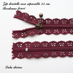 Zip non séparable en dentelle de 25 cm
