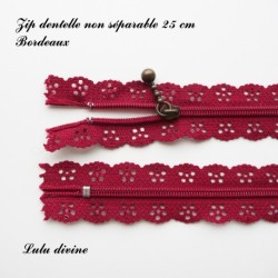 Zip non séparable en dentelle de 25 cm