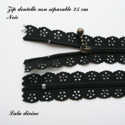 Zip non séparable en dentelle de 25 cm