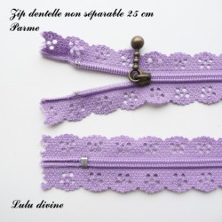 Zip non séparable en dentelle de 25 cm