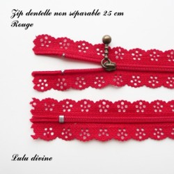 Zip non séparable en dentelle de 25 cm