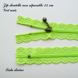 Zip non séparable en dentelle de 25 cm
