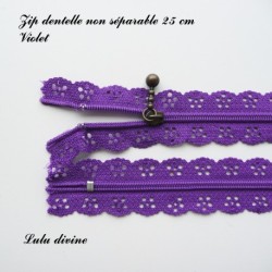 Zip non séparable en dentelle de 25 cm