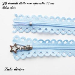 Zip non séparable en dentelle étoile de 25 cm