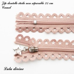 Zip non séparable en dentelle étoile de 25 cm