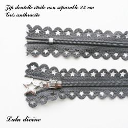 Zip non séparable en dentelle étoile de 25 cm 2