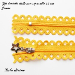 Zip non séparable en dentelle étoile de 25 cm