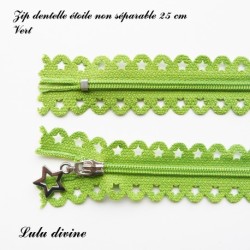 Zip non séparable en dentelle étoile de 25 cm